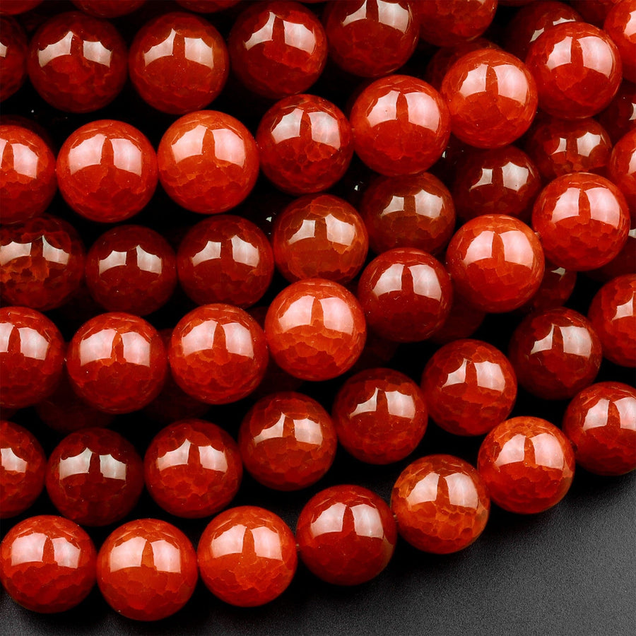 Tibetan Red Fire Agate 6mm 8mm 10mm Round Beads 15.5" Strand