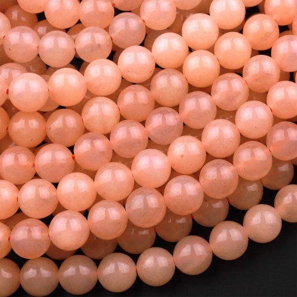 Natural Peach Chalcedony Smooth Round Beads 6mm 8mm 10mm 15.5" Strand