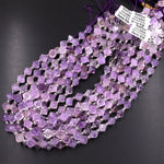 Natural Purple Amethyst 8mm Beads Faceted Diamond Bicone Gemstone 15.5" Strand