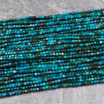 AAA Natural Chrysocolla Shattuckite Faceted 2mm 3mm Cube Dice Square Beads Micro Laser Diamond Cut 15.5" Strand