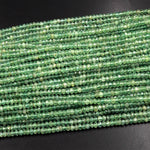 Rare Faceted Natural Green Apatite 3mm 4mm Rondelle Beads 15.5" Strand