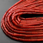 AAA Red Gobi Agate Tube Cylinder Beads 15.5" Strand