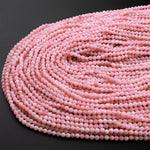 Faceted Natural Peruvian Pink Opal 3mm 4mm Round Beads 15.5" Strand