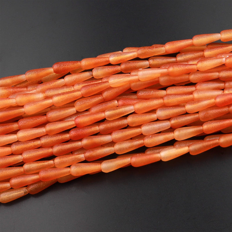 AAA Orange Gobi Agate Long Teardrop Beads 15.5" Strand