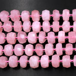 Natural Pink Rose Quartz 24mm Large Faceted Rondelle Wheel Beads 15.5" Strand