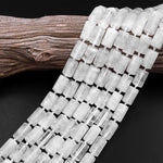 AAA Natural Rock Crystal Quartz Beads Faceted Tube Pristine White Gemstone 15.5" Strand