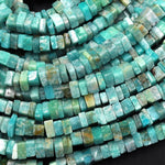 Natural Peruvian Green Amazonite Thin Square Heishi Disc Beads 5mm Gemstone 15.5" Strand