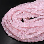 Natural Pink Rose Quartz Thin Square Heishi Disc Beads 5mm 8mm Gemstone 15.5" Strand