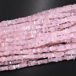 Natural Pink Rose Quartz Thin Square Heishi Disc Beads 5mm 8mm Gemstone 15.5" Strand