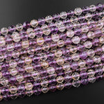 AAA Natural Citrine Amethyst Faceted 8mm Beads Rounded Geometric Diamond Star Cut 15.5" Strand