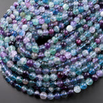 Natural Fluorite Beads 6mm 8mm 10mm Round Purple Green Blue Gemstone 15.5" Strand