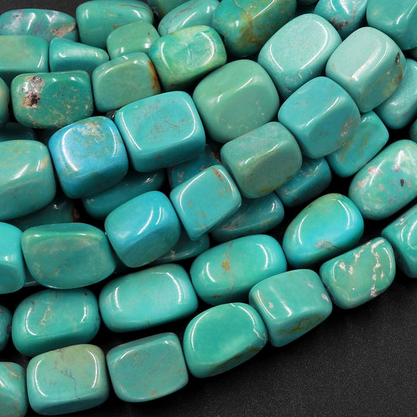 Natural Turquoise Freeform 8mm Pebble Nuggets Genuine Real Blue Green Turquoise Gemstone Beads 15.5" Strand