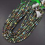Faceted Natural Ruby in Green Fuchsite Blue Kyanite 6mm 8mm 10mm Round Beads Gemstone 15.5" Strand