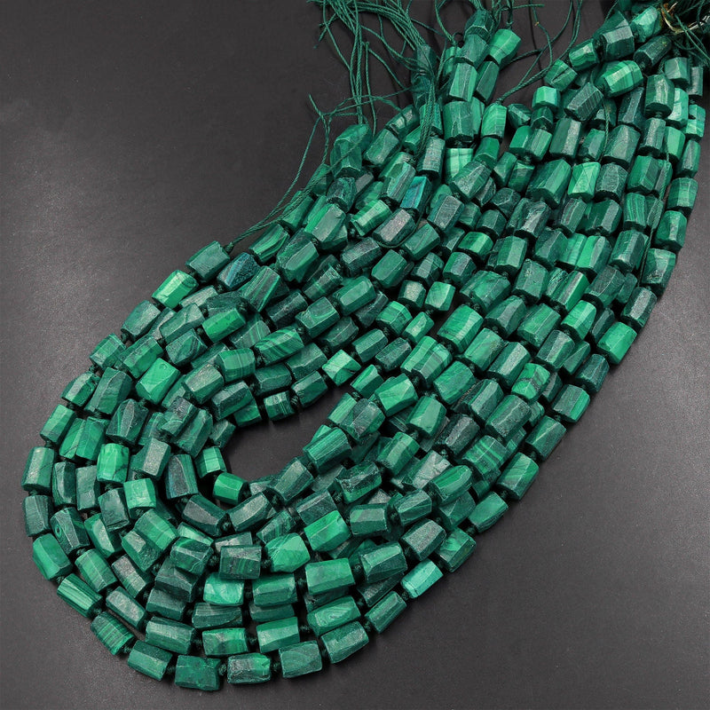 Natural Green Malachite Tube Beads 15.5" Strand