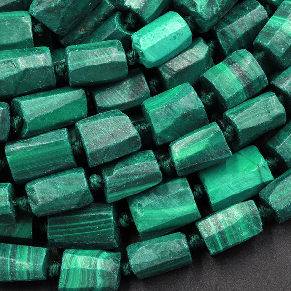 Natural Green Malachite Tube Beads 15.5" Strand