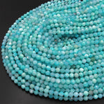 Micro Faceted Peruvian Amazonite Faceted 4mm 6mm Round Beads Stunning Natural Blue Green Laser Diamond Cut Gemstone 15.5" Strand