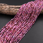 Real Genuine Natural Pink Ruby Gemstone Faceted 4mm Coin Beads 15.5" Strand