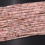 Natural Pink Rhodochrosite Faceted 3mm Cube Square Dice Beads 15.5" Strand