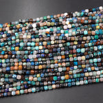 Natural Arizona Chrysocolla Faceted 4mm Cube Dice Square Beads Micro Laser Diamond Cut 15.5" Strand