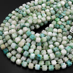 Natural Sky Mountain Jade Faceted 8mm Cube Beads Gemstone 15.5" Strand