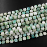 Natural Sky Mountain Jade Faceted 8mm Cube Beads Gemstone 15.5" Strand