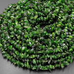 Natural Green Chrome Diopside Freeform Pebble Chip Nugget Beads 15.5" Strand
