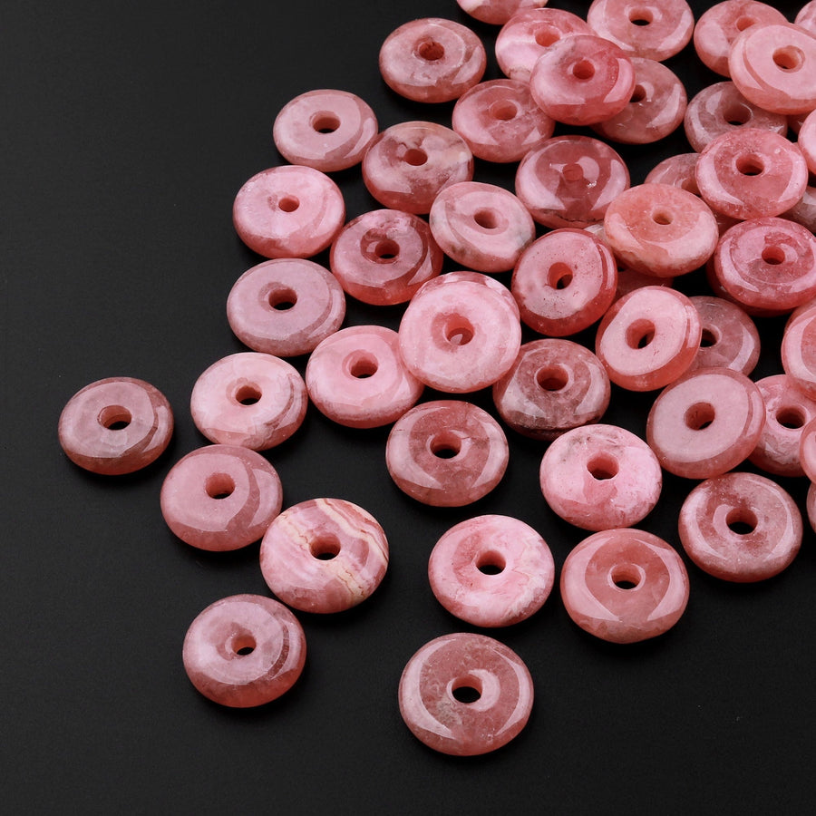 Natural Rhodochrosite Donut Pendant 10mm 12mm 14mm 16mm 18mm