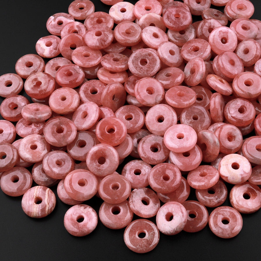 Natural Rhodochrosite Donut Pendant 10mm 12mm 14mm 16mm 18mm