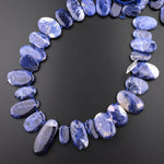 Large Natural Blue Sodalite Long Oval Focal Pendant Beads 15.5" Strand