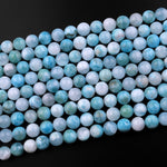 Genuine Natural Blue Larimar Large 7mm 8mm 10mm Round Real Genuine Larimar Gemstone Beads 15.5" Strand