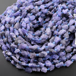 Raw Natural Tanzanite Beads Freeform Nugget Pebble Irregular Rough Organic Shape 15.5" Strand