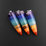 AAA Rainbow Chakra Crystal Pendant Healing Stone Pendulum Tower Point