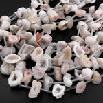 Natural Agate Druzy Drusy Geode Beads Nuggets Freeform Sparkling Natural Crystal Gemstone 15.5" Strand