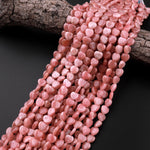 Natural Pink Rhodochrosite Beads Heart Shaped 6mm 8mm 10mm Gemmy Pink Red Gemstone 15.5" Strand