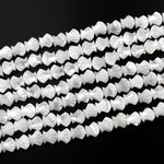 AAA Iridescent Hand Carved Natural White Mother of Pearl Sea Shell Beads 15.5" Strand