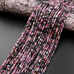 Faceted NaturalTourmaline Coin Beads 3mm 4mm 15.5" Strand