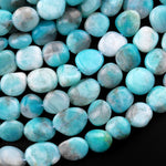 Natural Blue Peruvian Amazonite Freeform Pebble Nugget Beads Gemstone 15.5" Strand