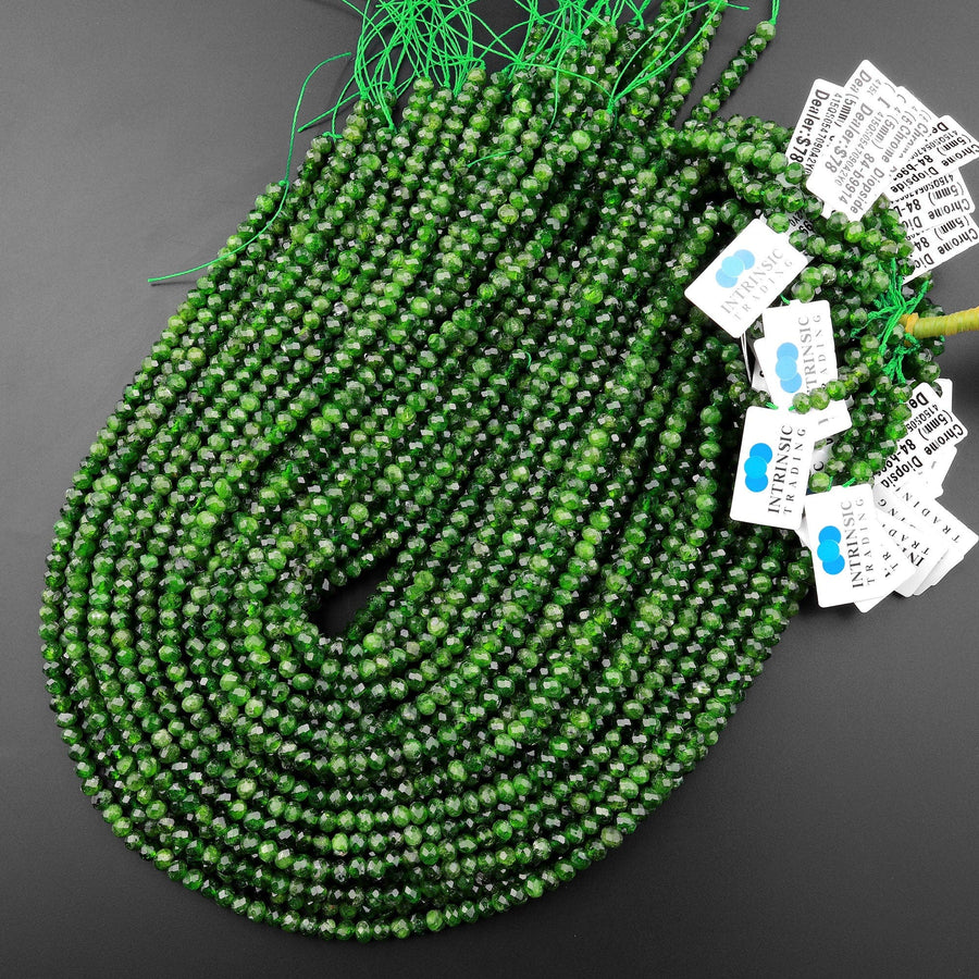 Natural Green Chrome Diopside Beads Faceted 5mm Rondelle Gemstone 15.5" Strand