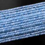 AAA Faceted Natural Blue Aquamarine Rondelle Beads 4mm 15.5" Strand