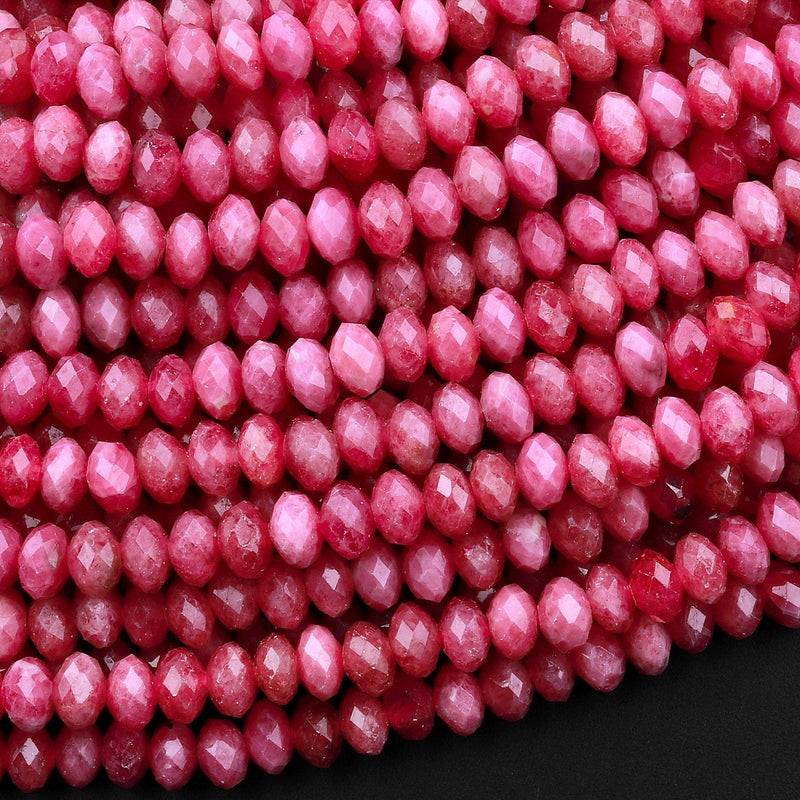 AAA Micro Faceted Natural Pink Red Thulite 5mm Rondelle Beads Real Gemstone From Norway 15.5" Strand