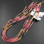 Natural MultiColor Red Pink Yellow Blue Sapphire Smooth Rondelle 3mm 4mm Gemstone Beads