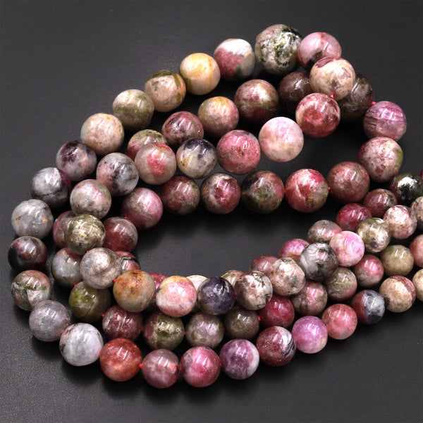 Graduated Natural Cat's Eye Pink Tourmaline Round Beads 20" Strand