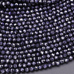 Micro Faceted Blue Goldstone Sandstone Round Beads 4mm 15.5" Strand