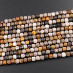 Faceted Natural Bumble Bee Jasper 4mm Cube Beads Micro Diamond Cut Gemstone 15.5" Strand