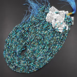 Natural Green Blue Chrysocolla 3mm Faceted Round Beads Micro Diamond Cut Gemstone 15.5" Strand