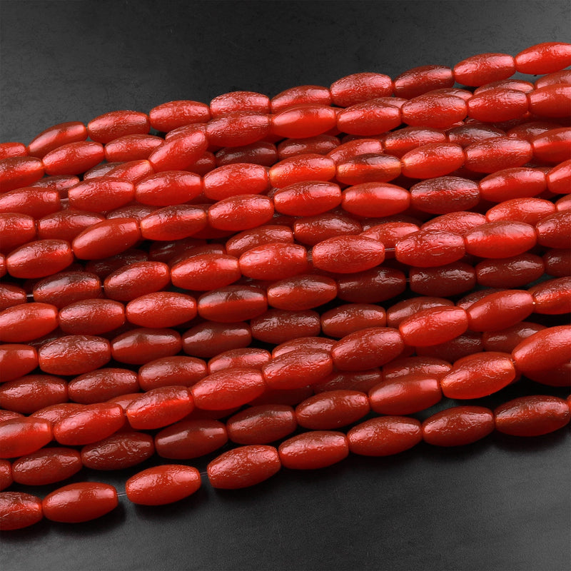AAA Red Gobi Agate Barrel Drum Beads 15.5" Strand