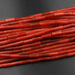 AAA Red Gobi Agate Tube Cylinder Beads 15.5" Strand