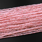 Faceted Natural Peruvian Pink Opal 3mm 4mm Round Beads 15.5" Strand