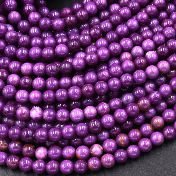 AAA Phosphosiderite Round Beads 4mm Natural Rich Deep Lavender Purple Gemstone 15.5" Strand