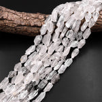 Natural Raw Rough Tibetan Quartz Beads Drilled Double Terminated Points Freeform Real Natural Crystal 15.5" Strand